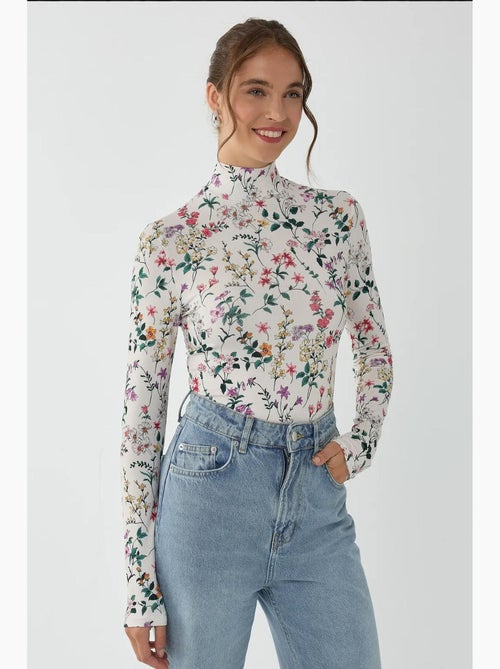 Suéter de manga larga con estampado floral hiccup - Kiabi