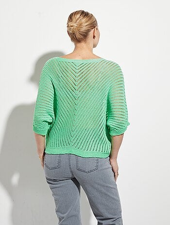 Suéter de punto calado con mangas de murciélago - AFIBEL