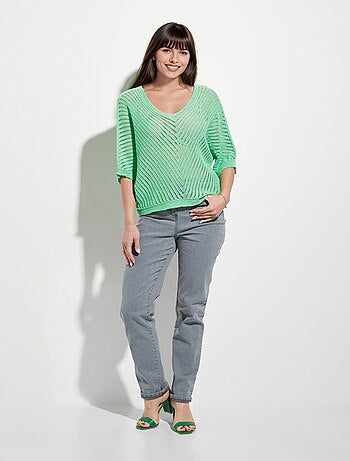 Suéter de punto calado con mangas de murciélago - AFIBEL