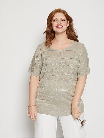 Suéter de punto calado iridiscente con pedrería - Afibel