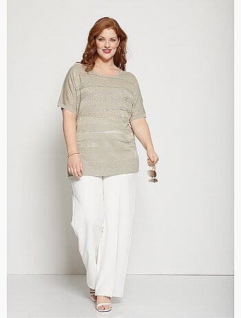 Suéter de punto calado iridiscente con pedrería - Afibel