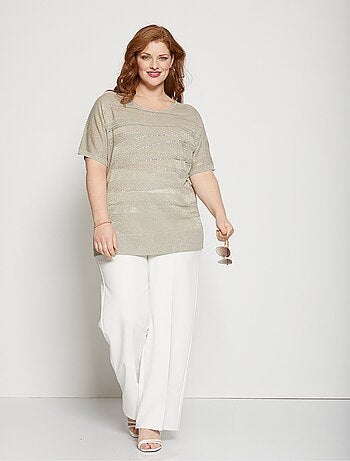 Suéter de punto calado iridiscente con pedrería - Afibel