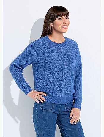 Suéter de punto calado suave elaborado con fibras recicladas y lana. - Afibel