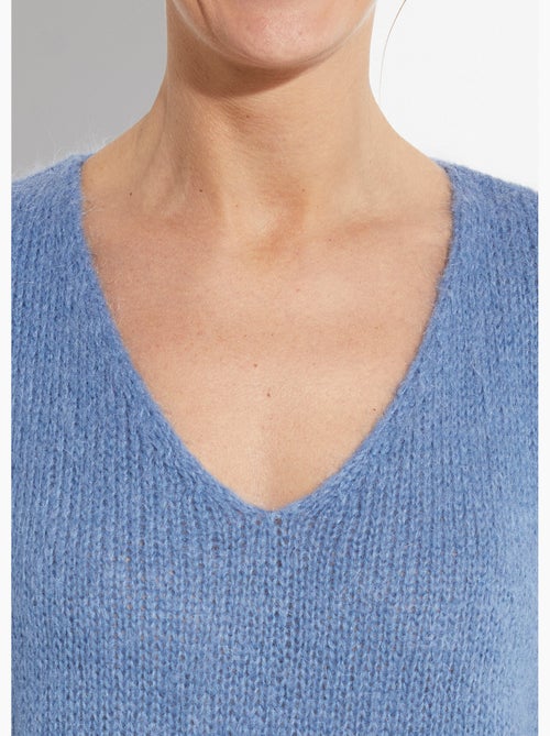 Suéter de punto cálido con cuello en V y mohair - AFIBEL - Kiabi