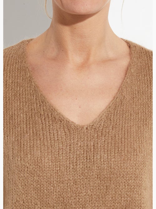 Suéter de punto cálido con cuello en V y mohair - AFIBEL - Kiabi