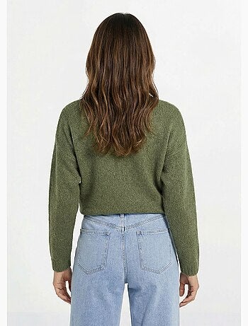 Suéter de punto cálido con cuello en V y mohair - AFIBEL