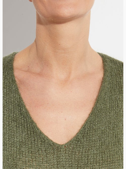Suéter de punto cálido con cuello en V y mohair - AFIBEL - Kiabi