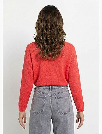 Suéter de punto cálido con cuello en V y mohair - AFIBEL