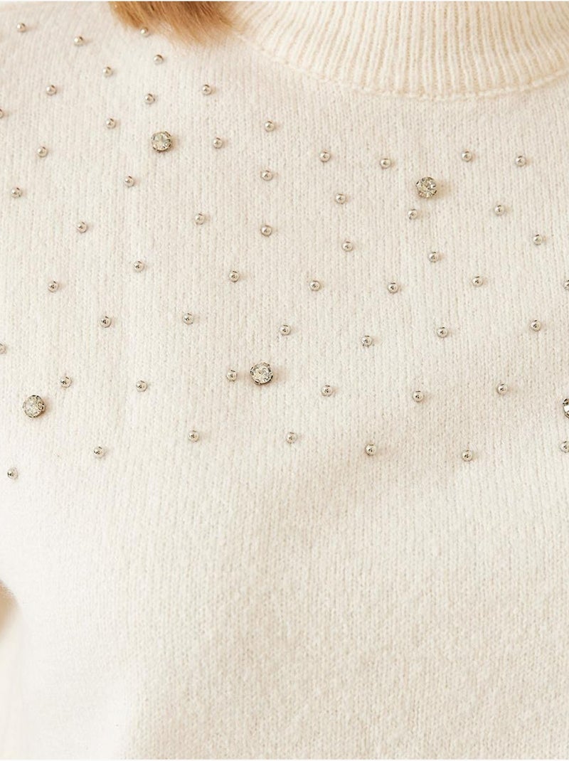 Suéter de punto con adornos de piedras lucci Beige arcilla - Kiabi