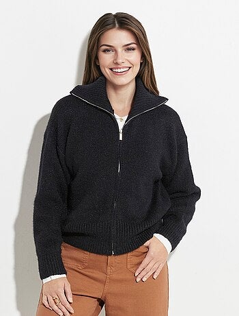 Suéter de punto con cremallera y cuello alto - AFIBEL