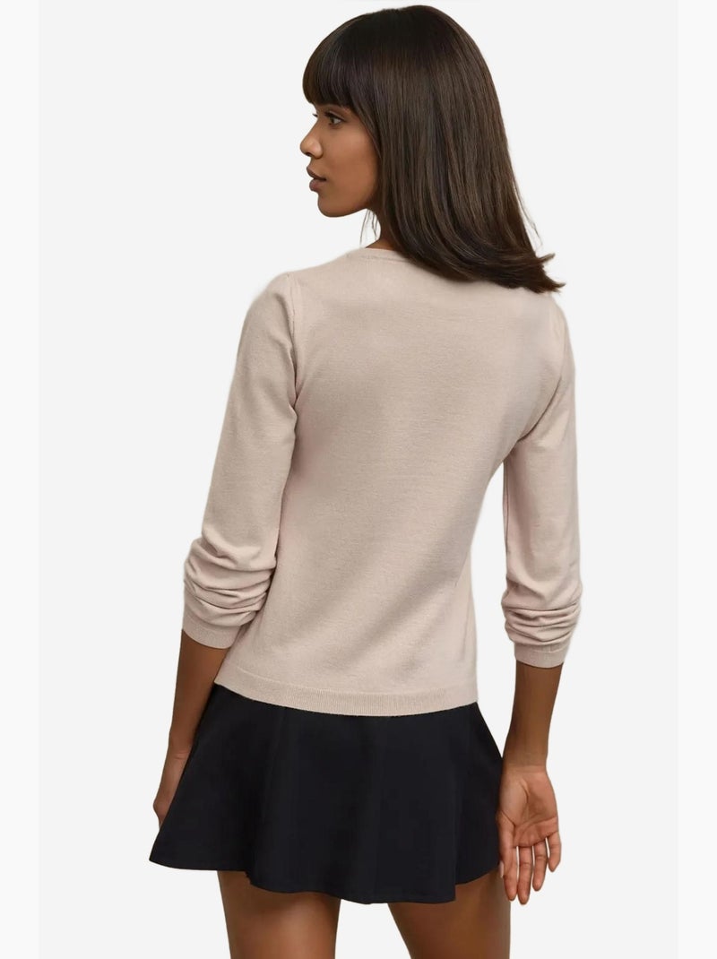 Suéter de punto con cuello redondo hiccup Beige arcilla - Kiabi