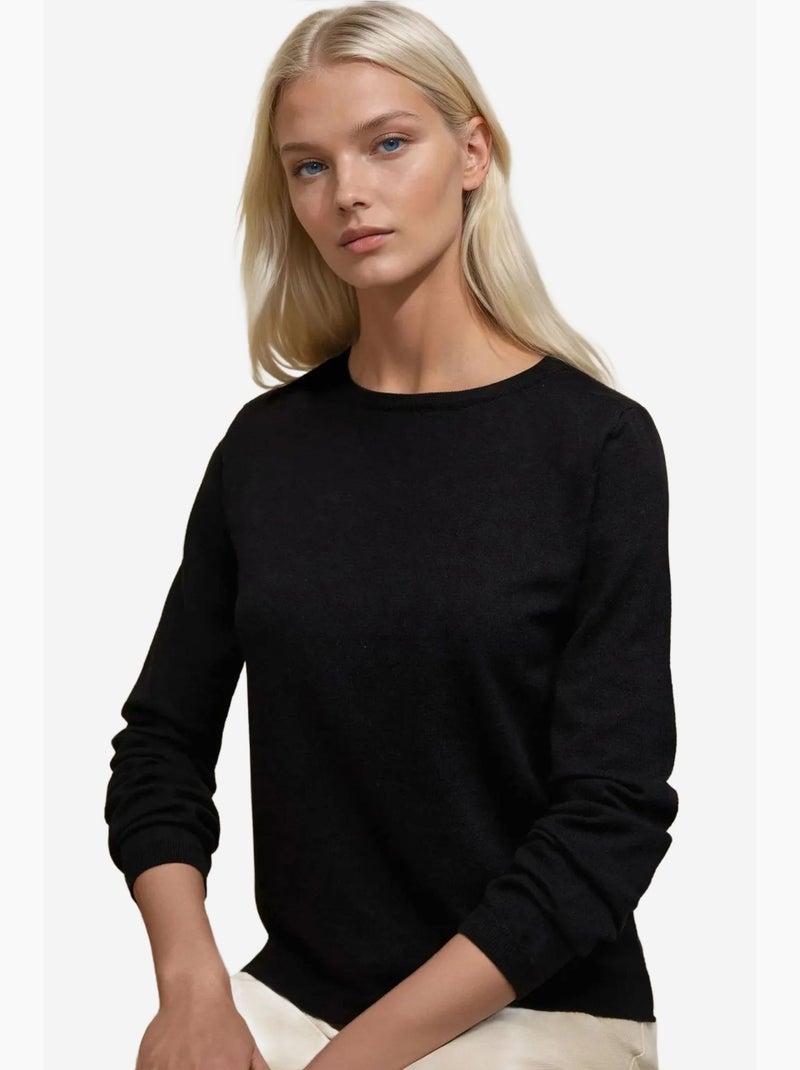 Suéter de punto con cuello redondo hiccup Negro - Kiabi