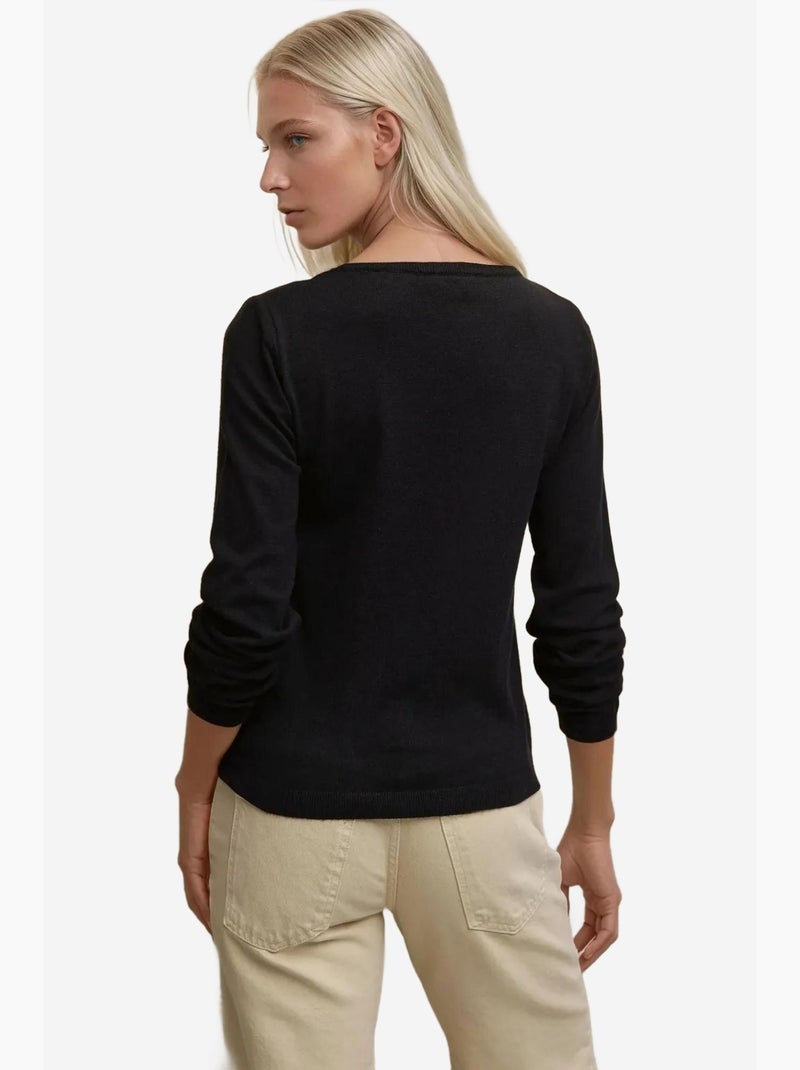 Suéter de punto con cuello redondo hiccup Negro - Kiabi