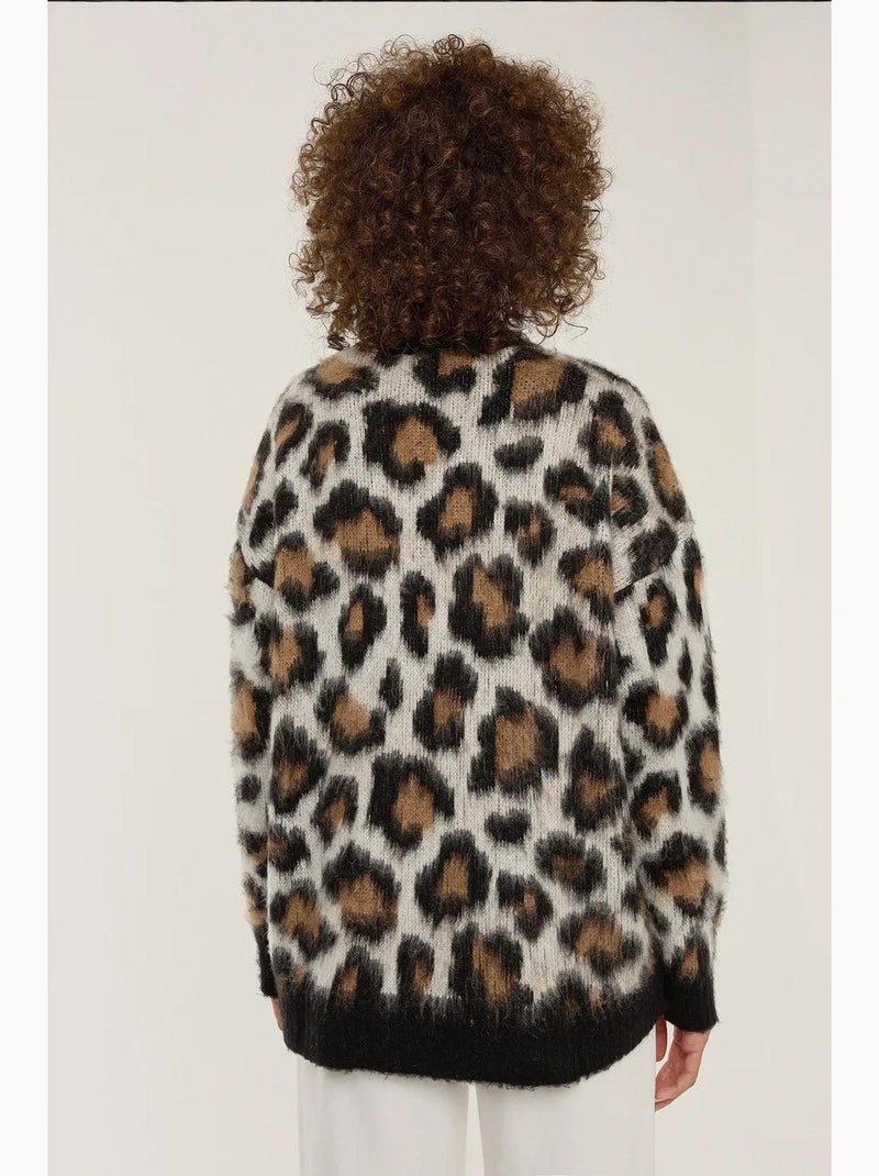 Suéter de punto con estampado de leopardo hiccup Multicolor - Kiabi