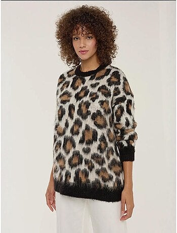 Suéter de punto con estampado de leopardo