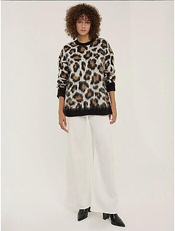 Suéter de punto con estampado de leopardo