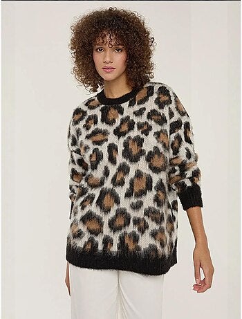 Suéter de punto con estampado de leopardo