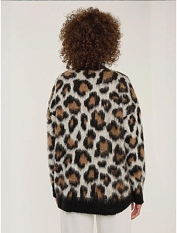 Suéter de punto con estampado de leopardo