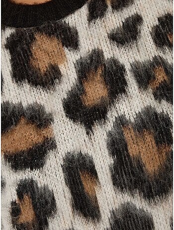 Suéter de punto con estampado de leopardo