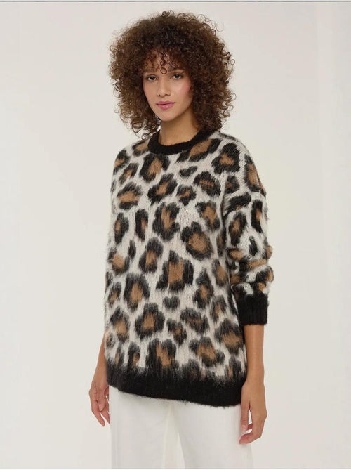 Suéter de punto con estampado de leopardo - Kiabi Suéter de punto con estampado de leopardo - Kiabi
