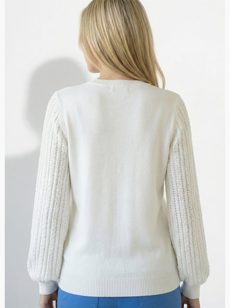 Suéter de punto con mangas elegantes - Afibel Blanco - Kiabi
