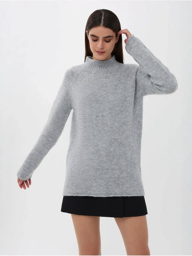 Suéter de punto de cuello alto de gran tamaño Gris - Kiabi