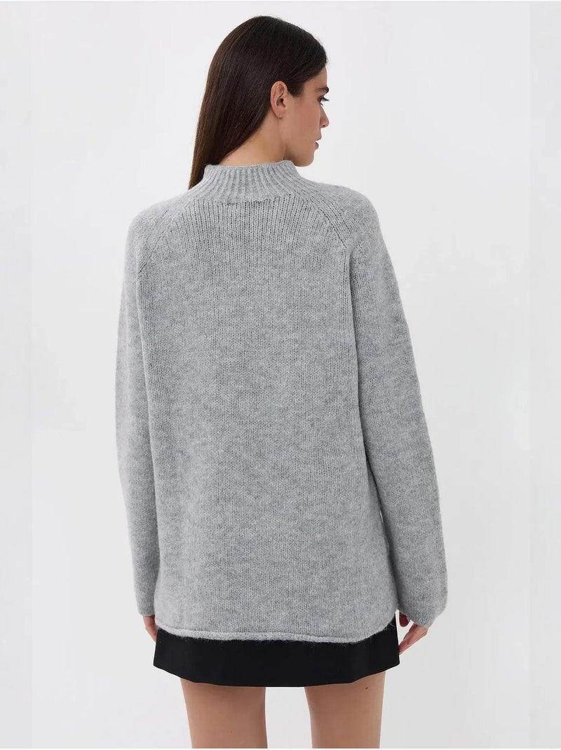 Suéter de punto de cuello alto de gran tamaño Gris - Kiabi