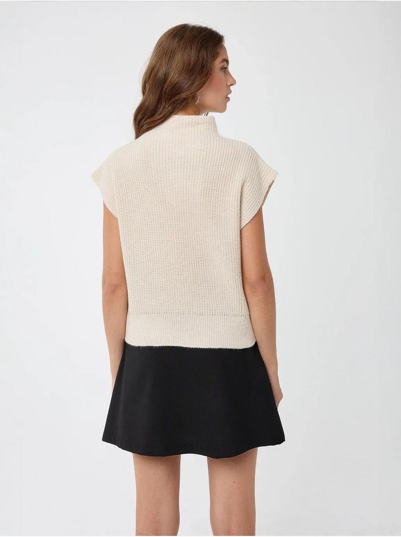 Suéter de punto de cuello alto medio Beige natural - Kiabi