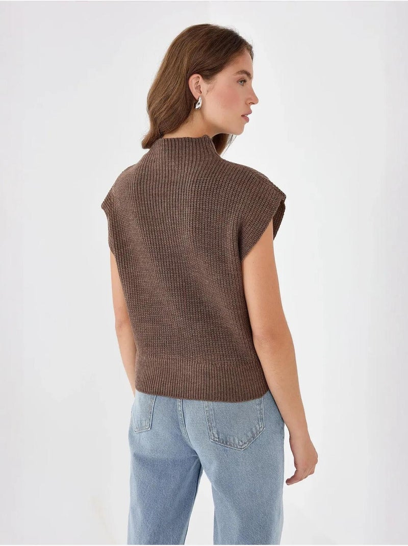 Suéter de punto de cuello alto medio hiccup Marrón - Kiabi