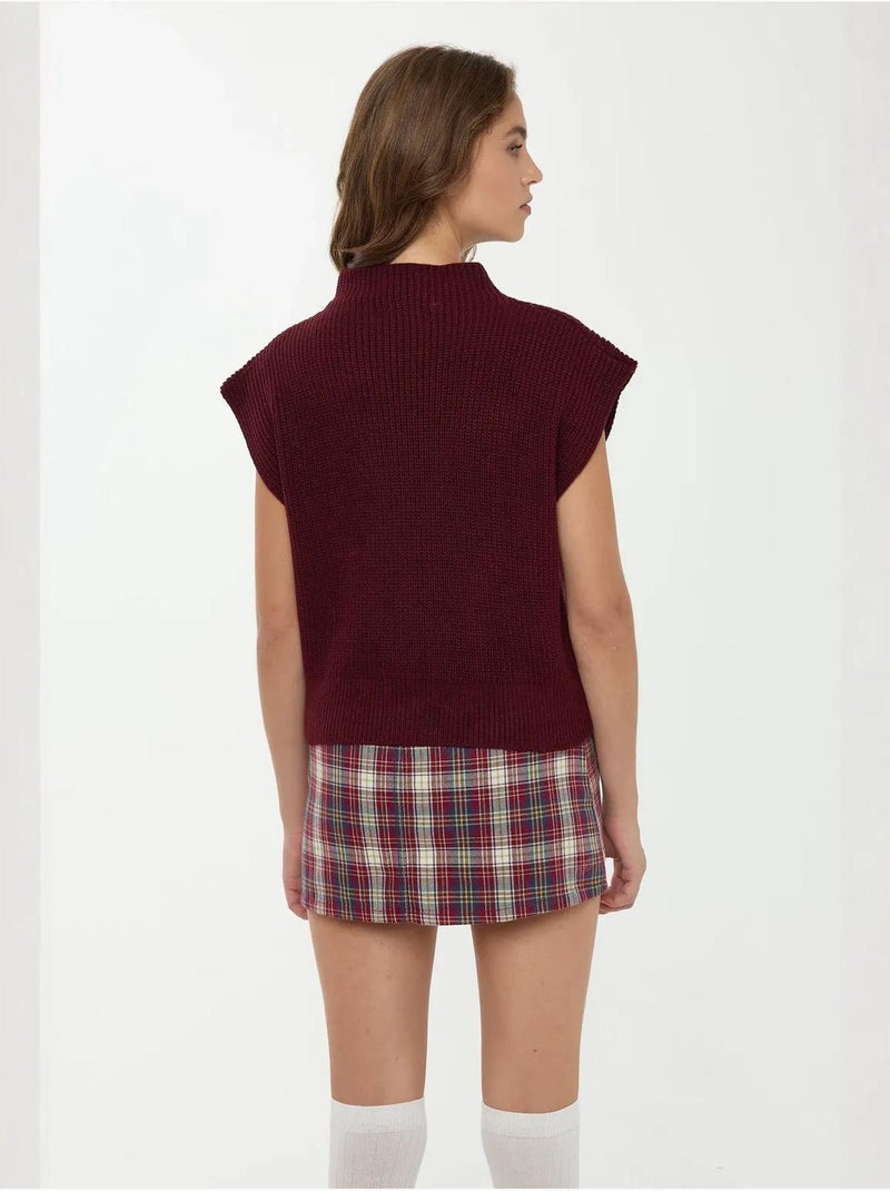 Suéter de punto de cuello alto medio Rojo burdeos - Kiabi