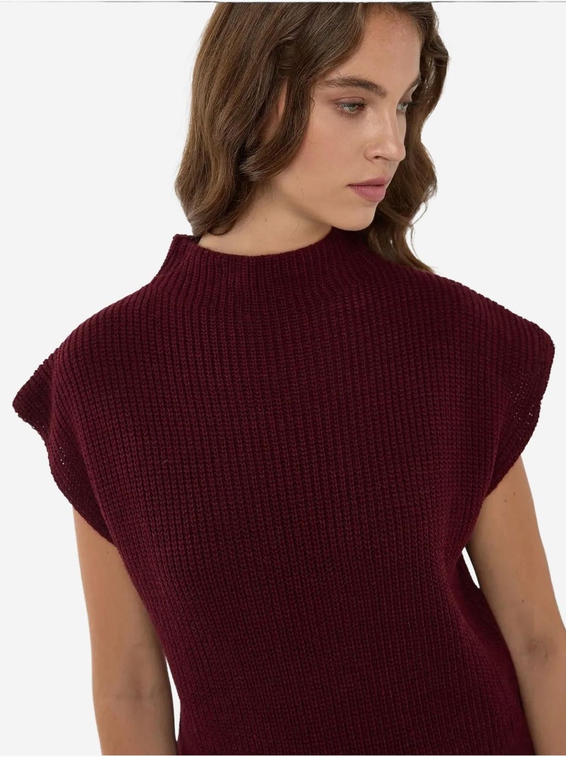 Suéter de punto de cuello alto medio Rojo burdeos - Kiabi
