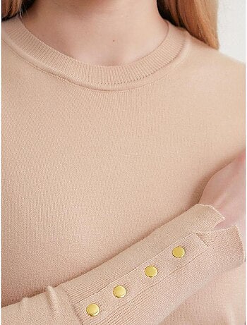 Suéter de punto de cuello redondo ajustado mixray