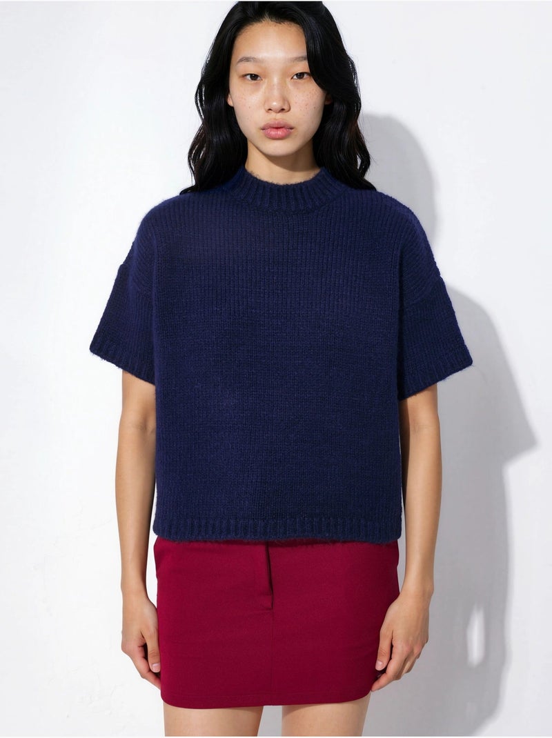 Suéter de punto de cuello redondo relaxed fit Azul marino - Kiabi