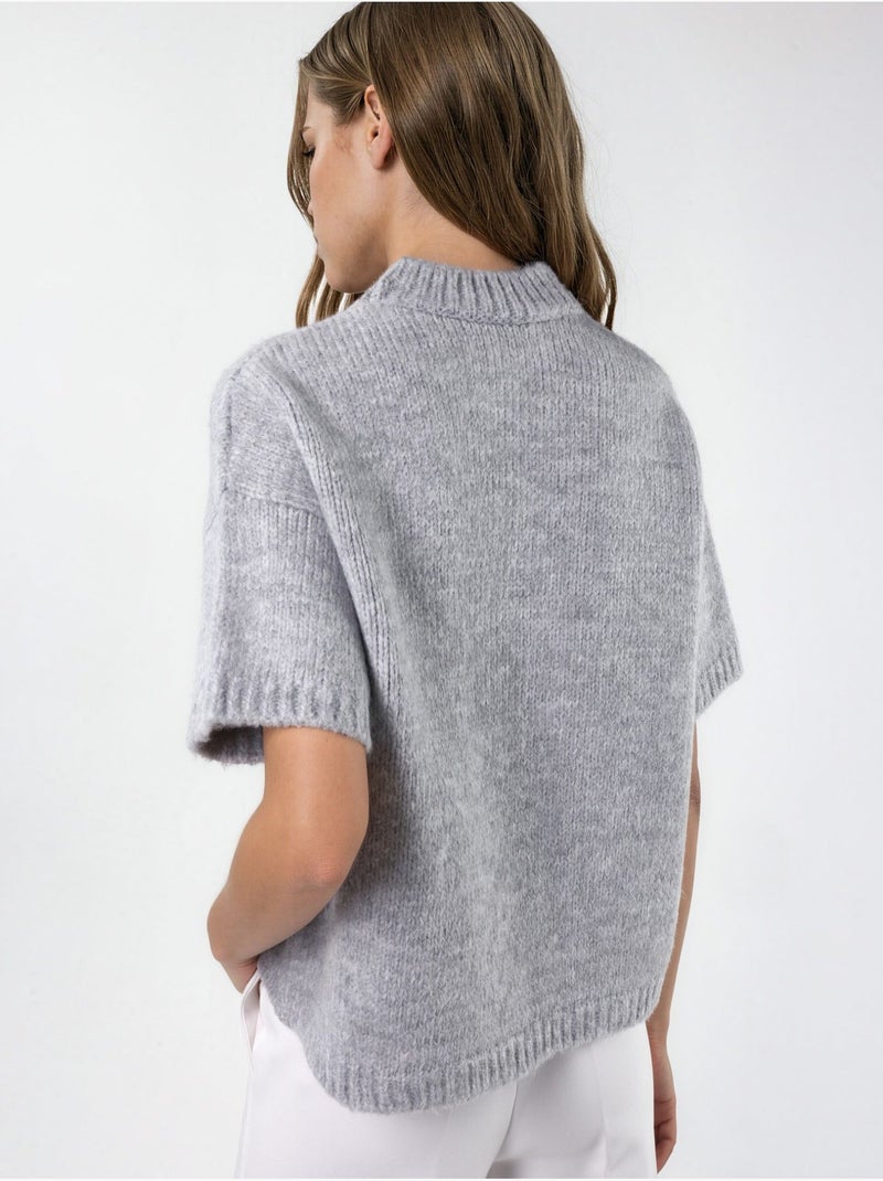 Suéter de punto de cuello redondo relaxed fit Gris claro - Kiabi