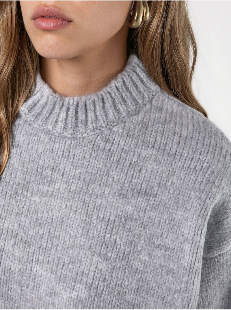 Suéter de punto de cuello redondo relaxed fit Gris claro - Kiabi