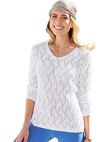 Jersey calado de fantasía con cuello en V - Afibel