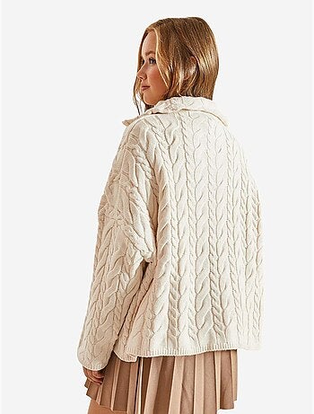 Suéter de punto estampado con cuello alto y cremallera de bianco lucci