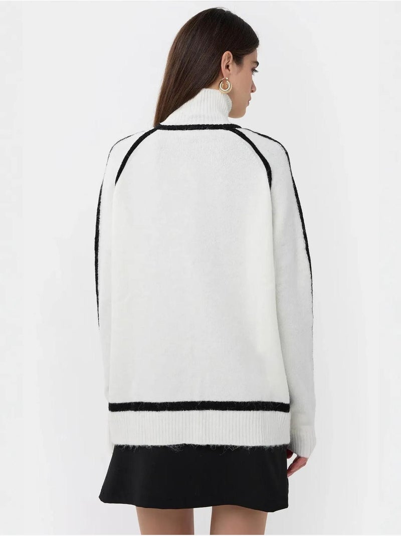 Suéter de punto extragrande con detalle en contraste Blanco - Kiabi