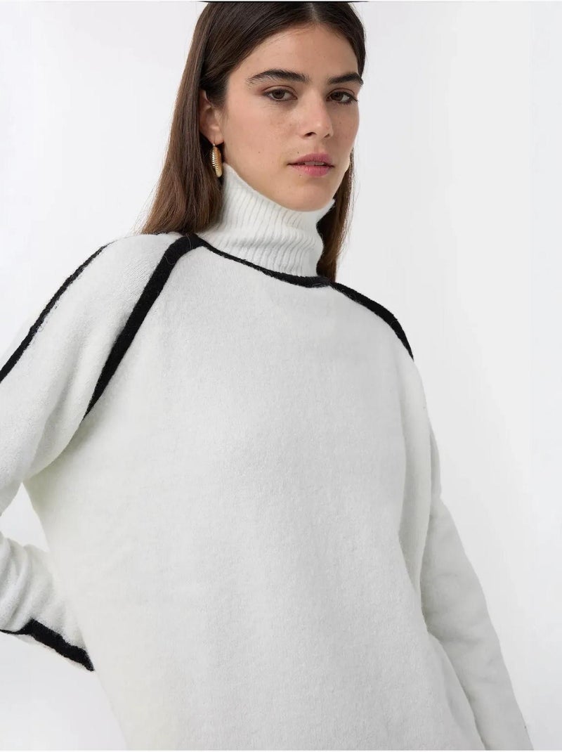 Suéter de punto extragrande con detalle en contraste Blanco - Kiabi