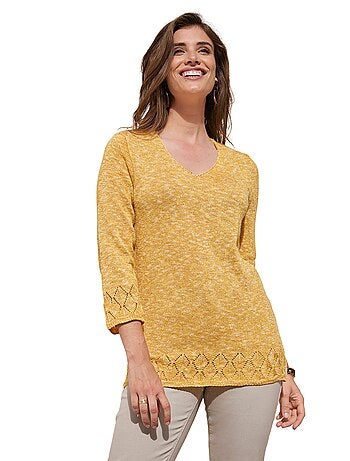 Suéter de punto jaspeado con mangas 3/4 - AFIBEL