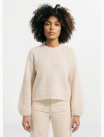 Suéter de punto suelto con mangas abullonadas - AFIBEL