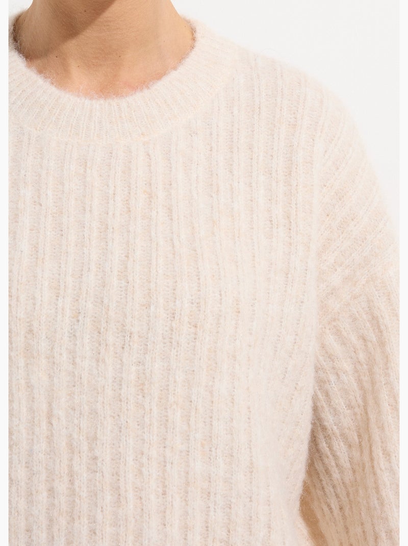 Suéter de punto suelto con mangas abullonadas - AFIBEL Beige - Kiabi