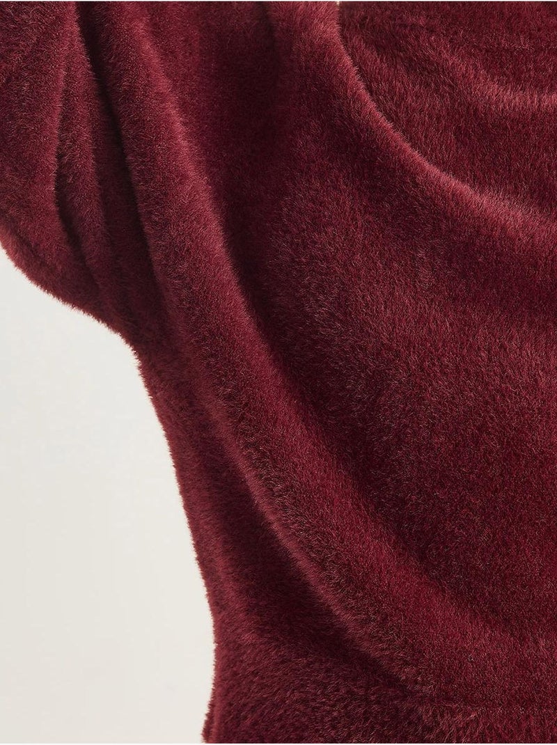 Suéter de punto texturizado con cuello redondo lucci Rojo burdeos - Kiabi