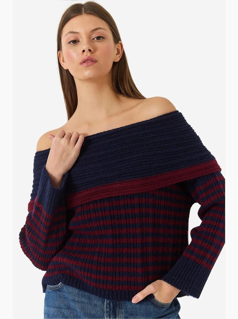 Suéter de rayas con cuello vuelto lucci Azul marino - Kiabi