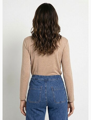 Suéter fino de angora y lana, cuello en pico - AFIBEL