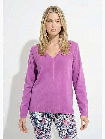 Suéter fino de manga larga con cuello en V - Afibel