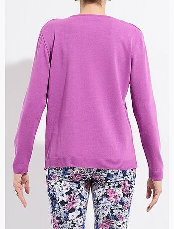 Suéter fino de manga larga con cuello en V - Afibel