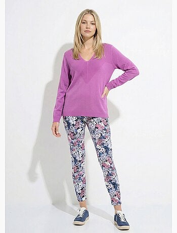 Suéter fino de manga larga con cuello en V - Afibel