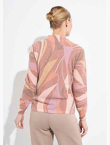 Suéter fino y cálido de cuello alto con lana y angora estampada. - Afibel