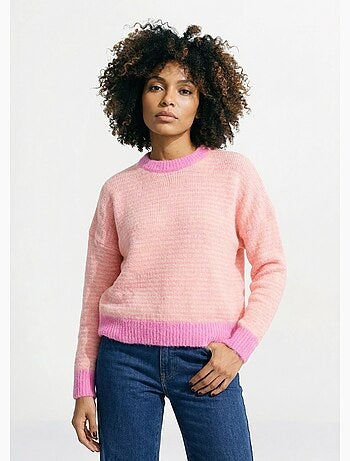 Suéter holgado de rayas pastel y mullido - AFIBEL